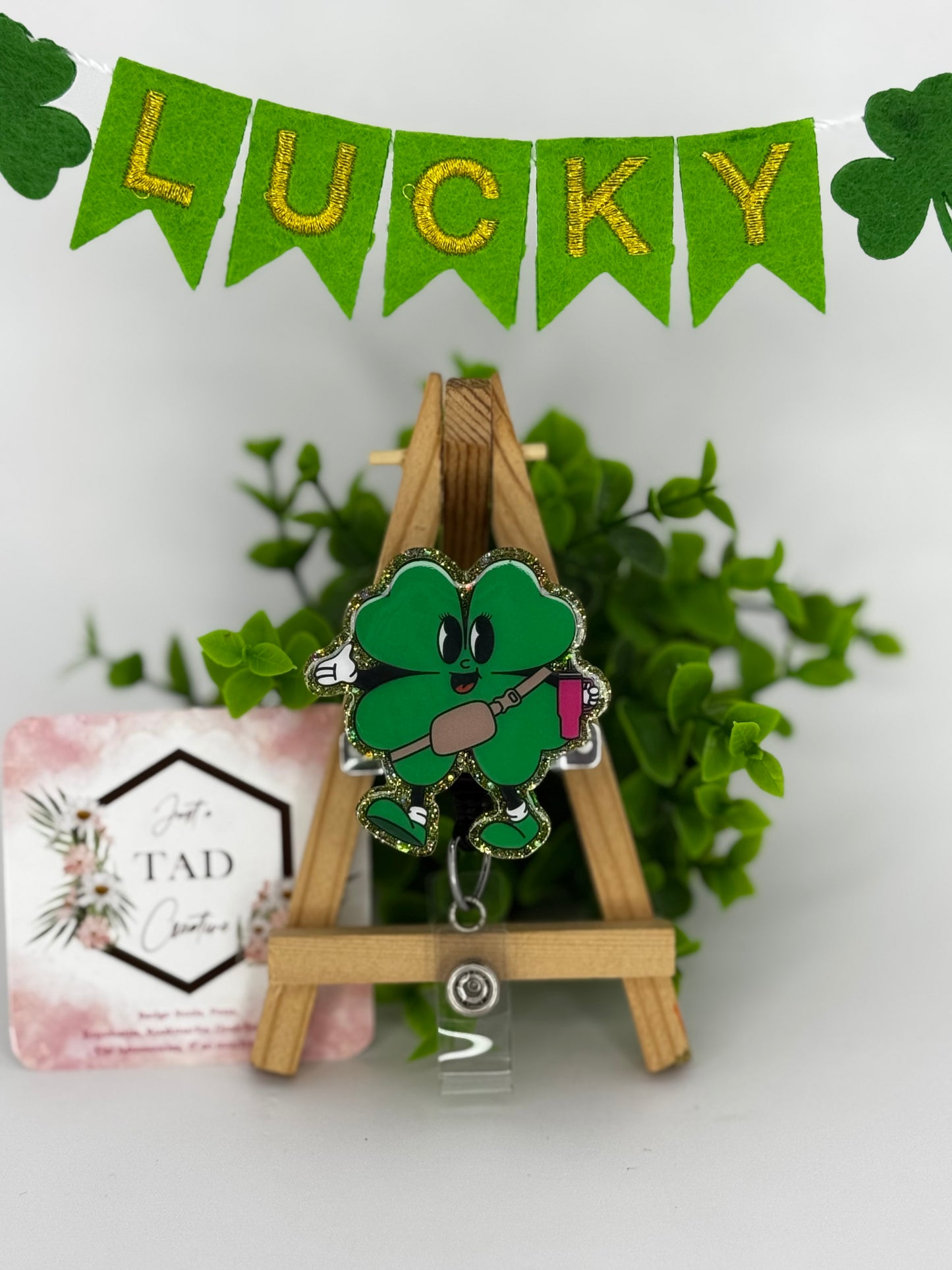 Boujee Four Leaf Clover Interchangeable Badge Topper