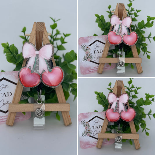 Heart shaped Cherries Interchangeable Badge Topper