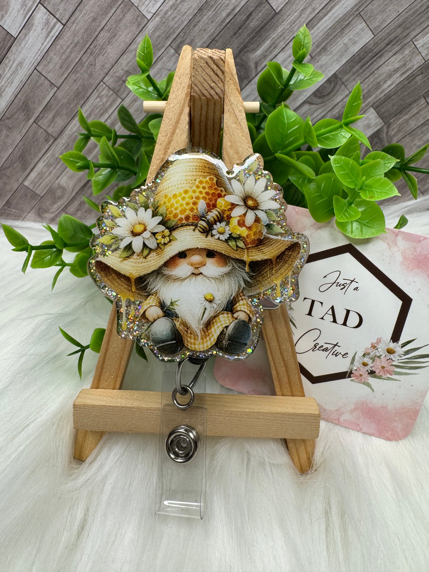 Sunflower Gnome Interchangeable Badge Reel Topper