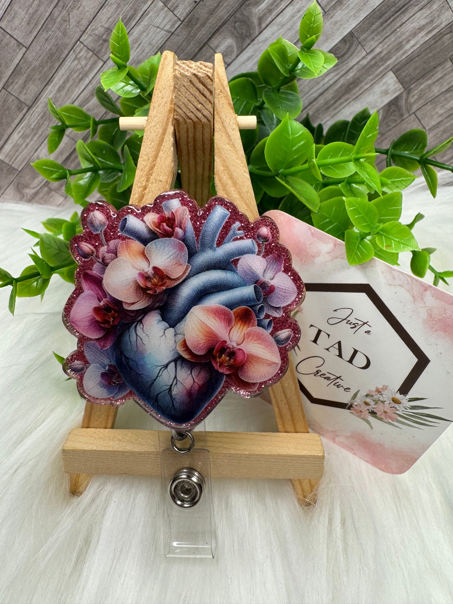 Floral Anatomical Heart Interchangeable Badge Topper