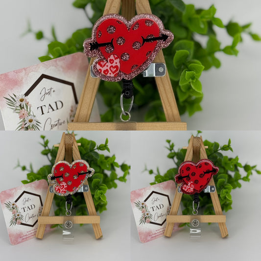 Double Heart with Arrow Interchangeable Badge Reel Topper