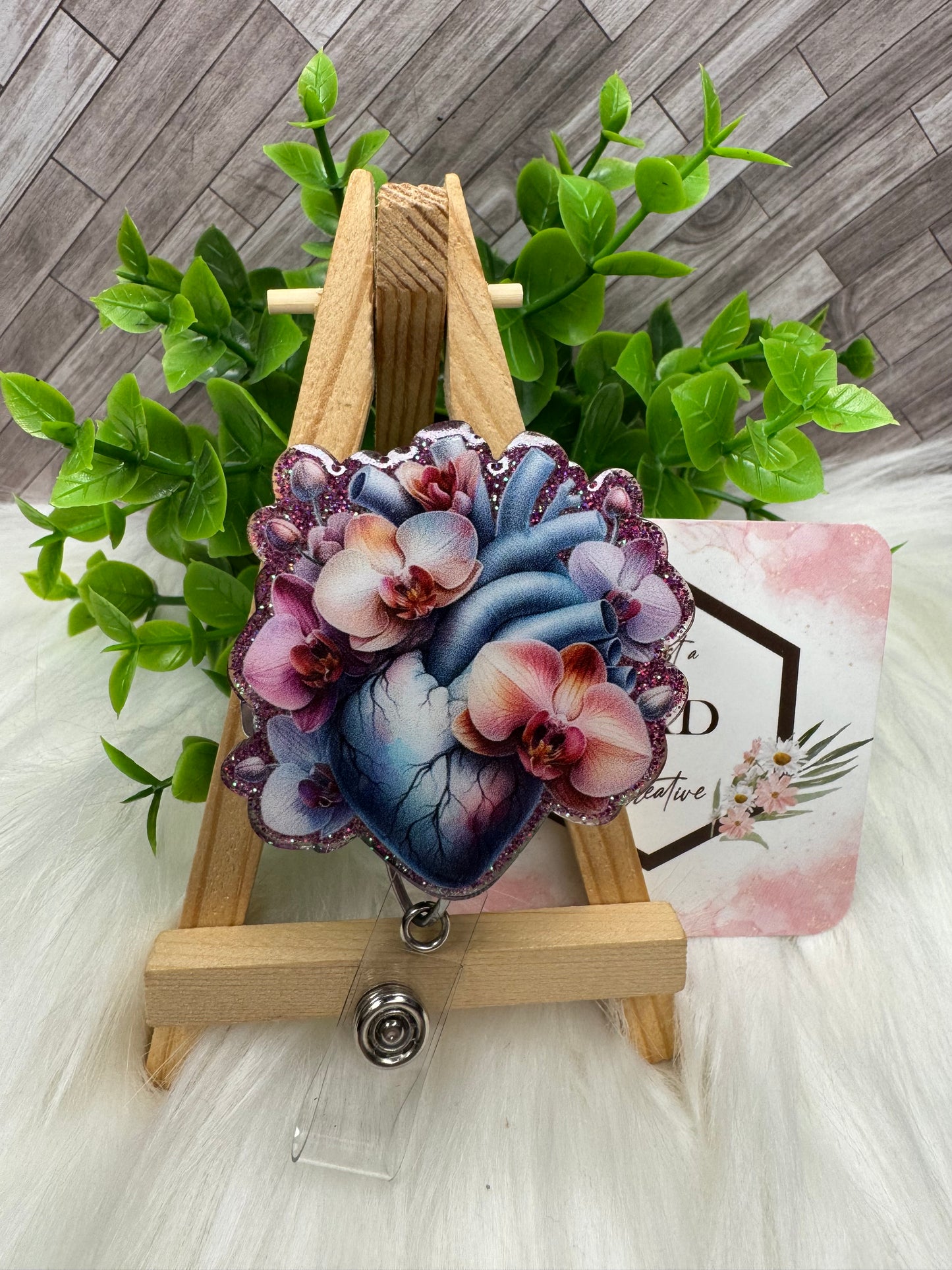Floral Anatomical Heart Interchangeable Badge Topper