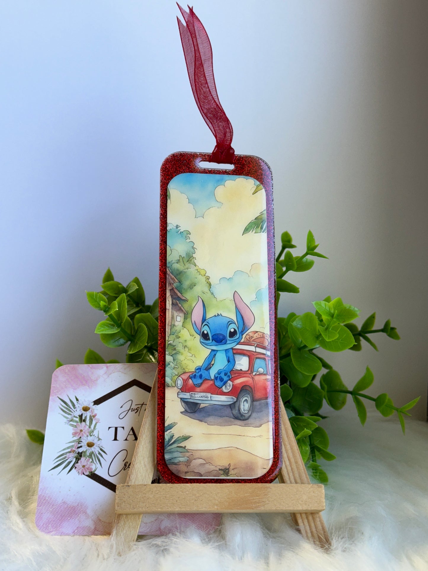 Blue Alien Tropical Glittered Bookmark