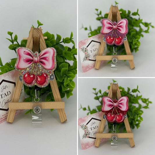 Cherries with Large Bow Interchangeable Badge Topper