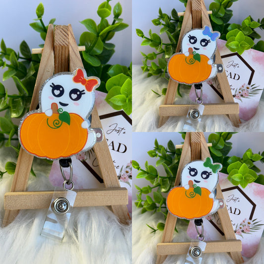 Ghost with Pumpkin Interchangeable Topper