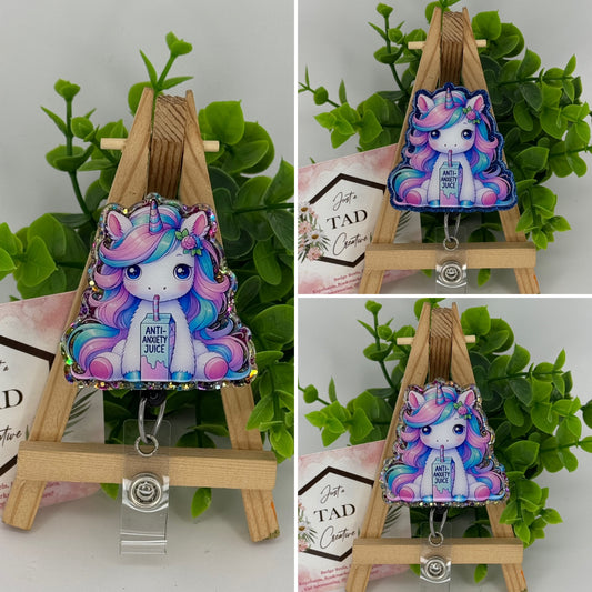 Unicorn Sipping Anti-Anxiety Juice Box Interchangeable Badge Topper