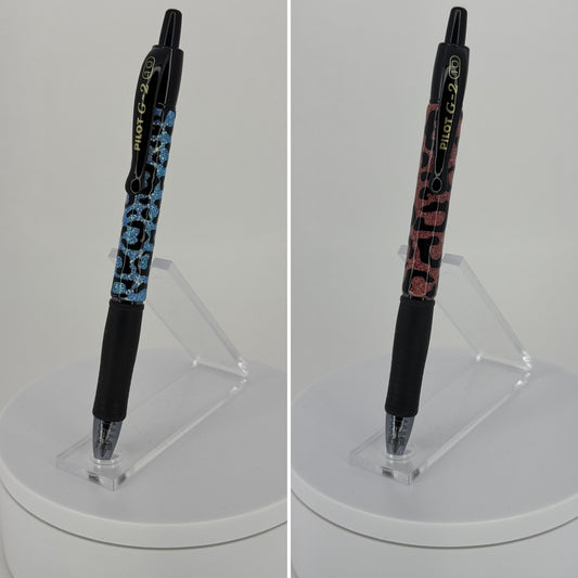 Cheetah Print Glittered Gel Pen with Clip