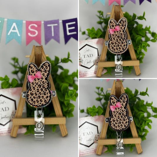 Cheetah Easter Bunny Interchangeable Badge Topper