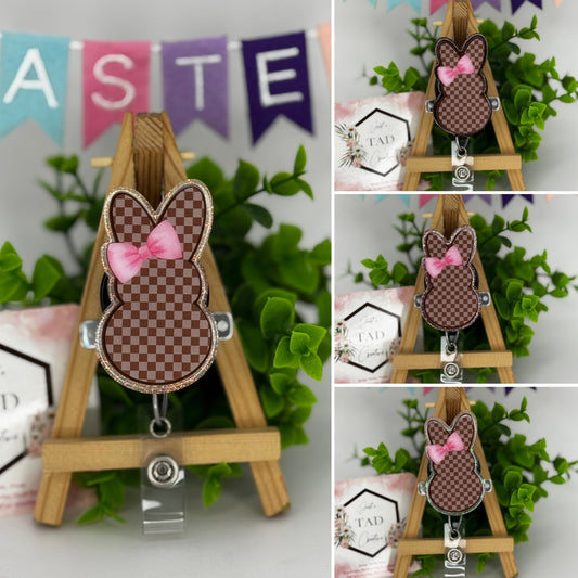 Checkered Easter Bunny Interchangeable Badge Topper