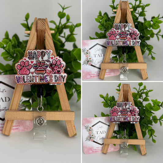 Happy Valentine's DAY Paw Print Interchangeable Badge Topper