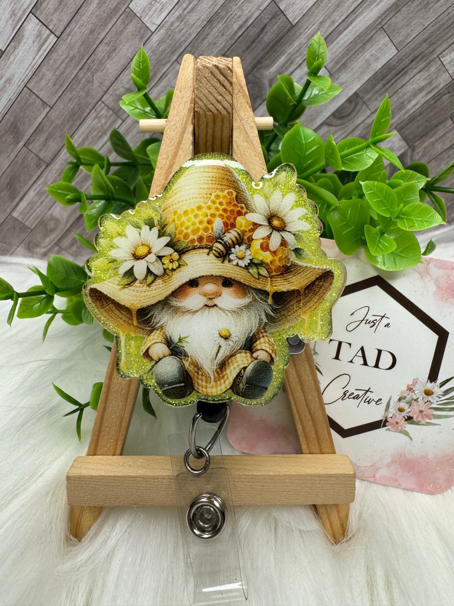 Sunflower Gnome Interchangeable Badge Reel Topper