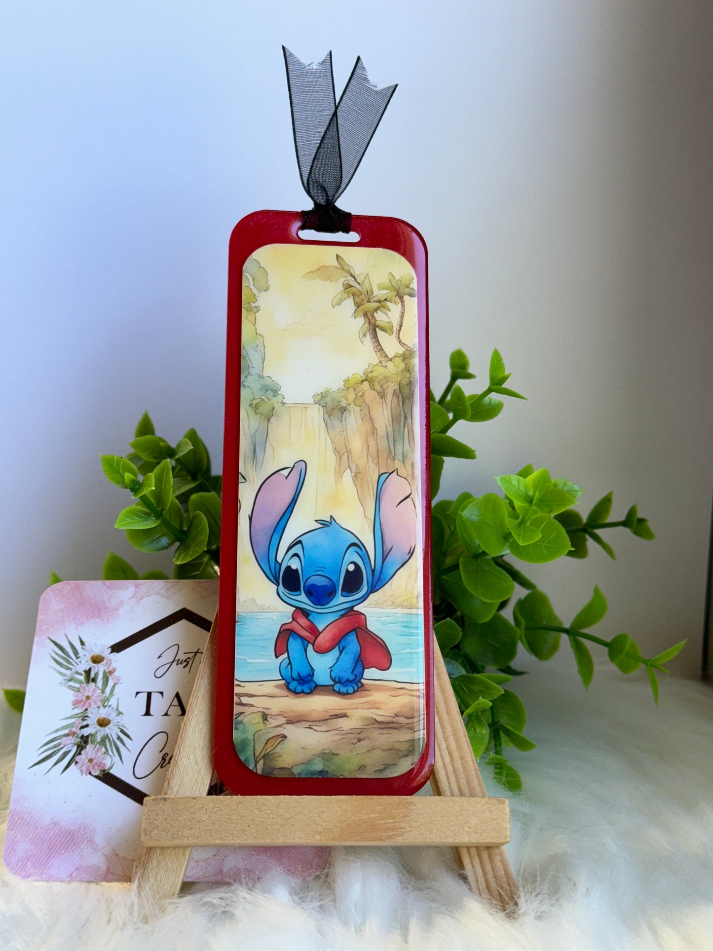 Blue Alien Tropical Glittered Bookmark