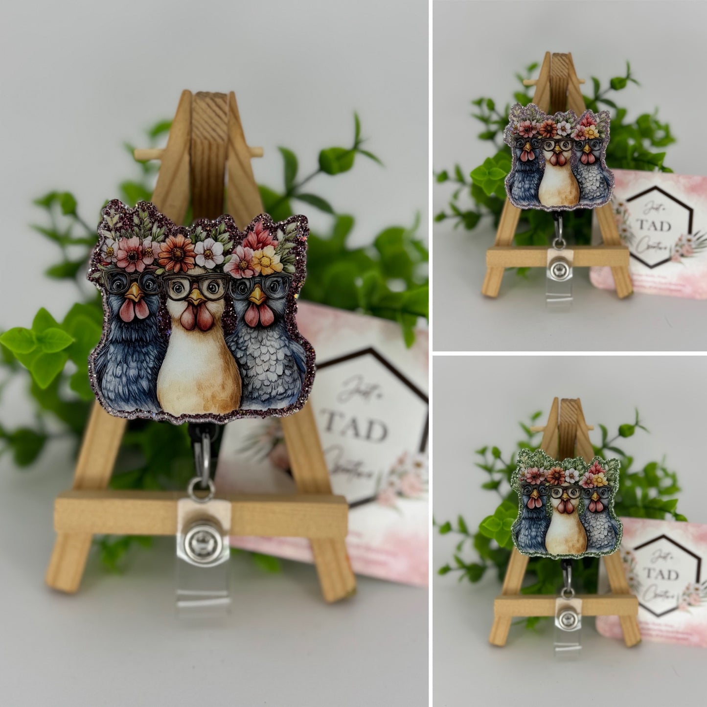 Chicken Trio Interchangeable Badge Topper