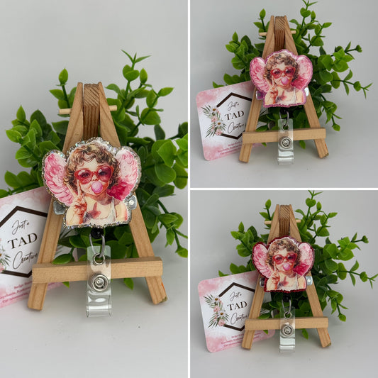 Curly Haired Cupid Interchangeable Badge Reel Topper