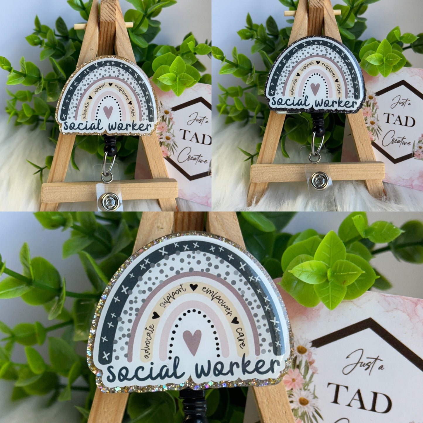 Social Worker Boho Rainbow Interchangeable Topper