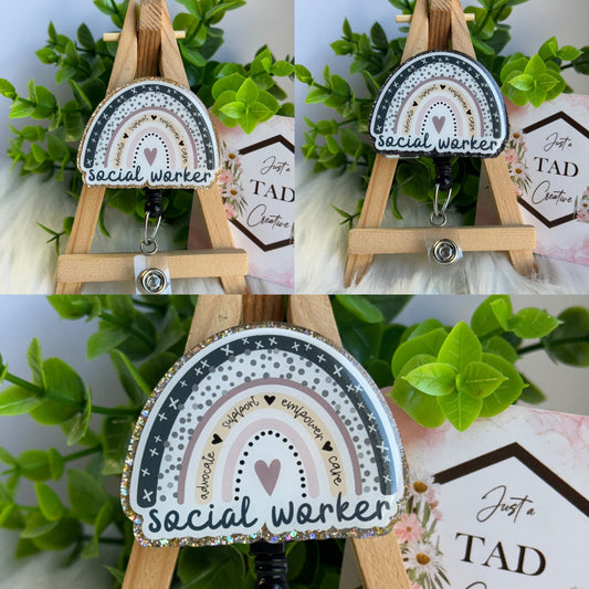 Social Worker Boho Rainbow Interchangeable Topper