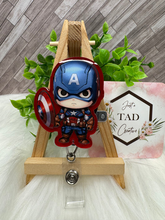 Super Hero CAPTAIN Character Interchangeable Badge Reel Topper