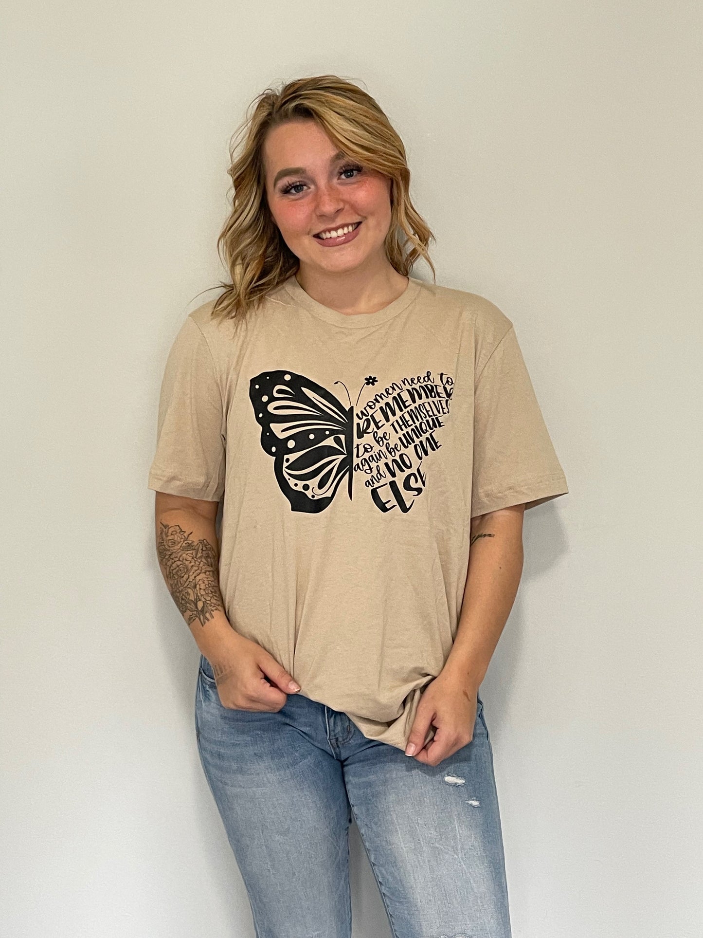 Women Be Unique and No One Else Graphic Short Sleeve T-shirt