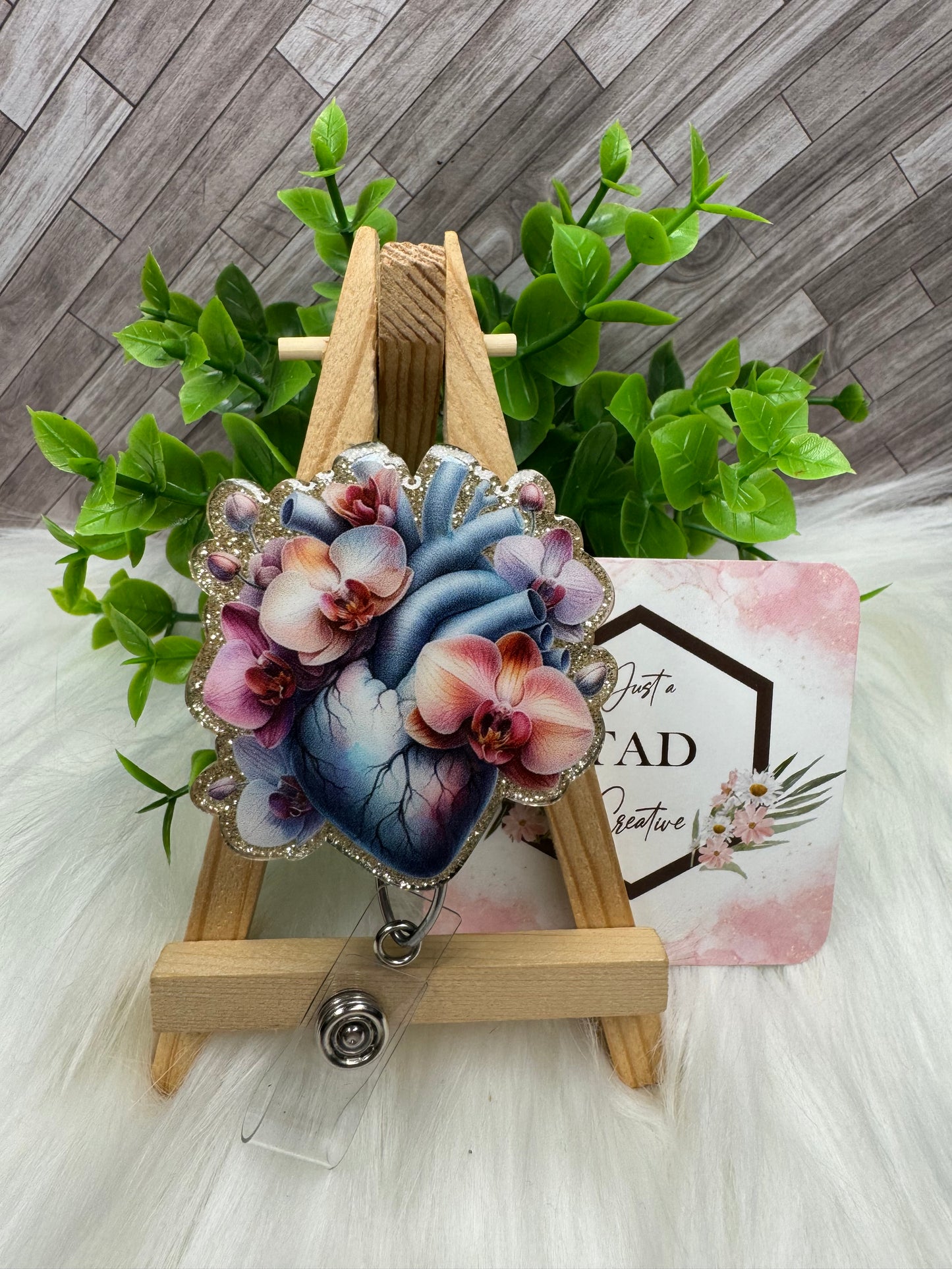 Floral Anatomical Heart Interchangeable Badge Topper