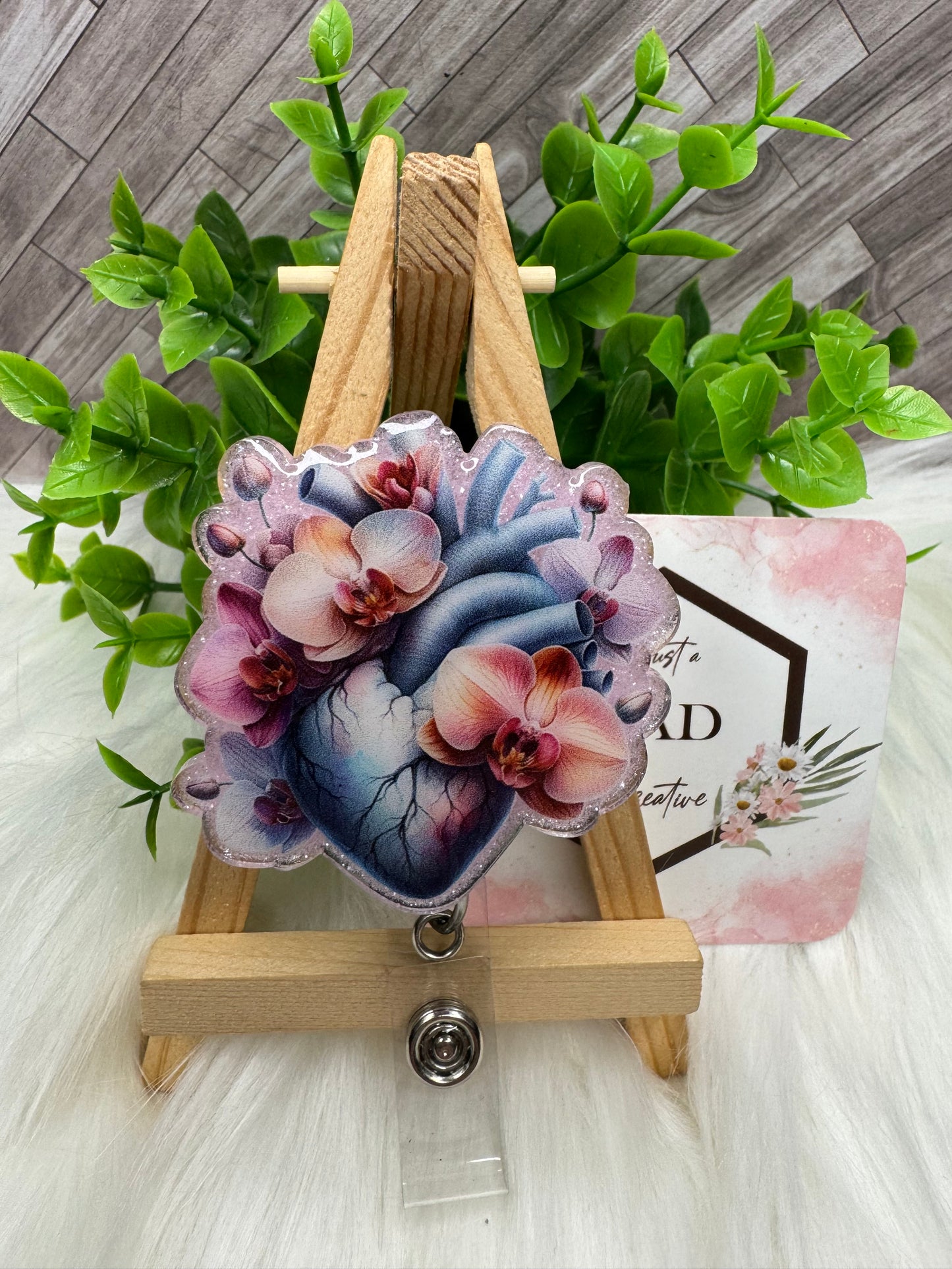 Floral Anatomical Heart Interchangeable Badge Topper