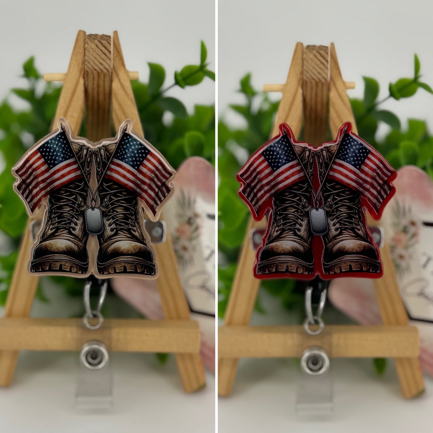 Combat Boots & American Flags Interchangeable Badge Topper