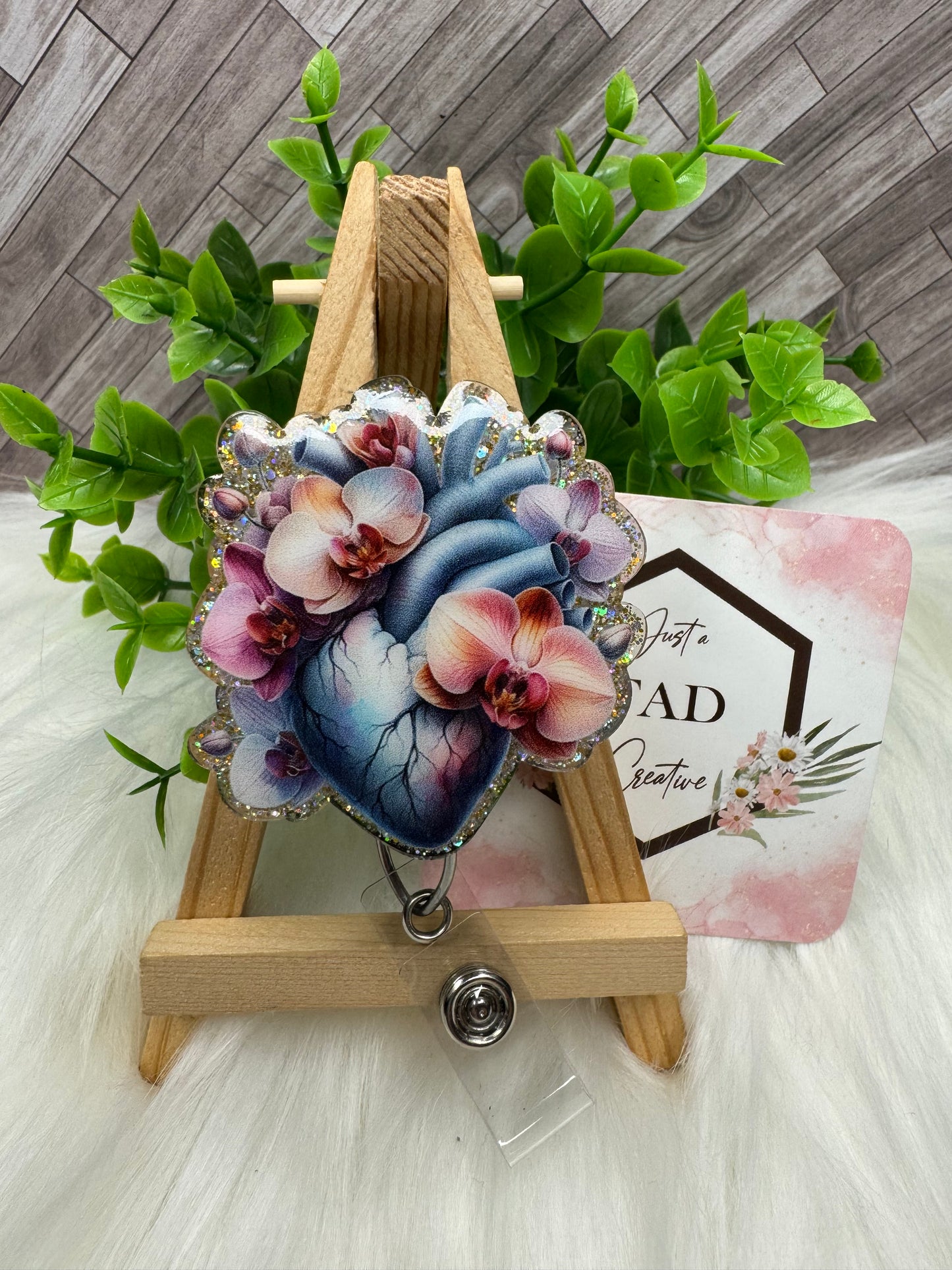 Floral Anatomical Heart Interchangeable Badge Topper