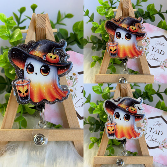 Ghost in Cute Witch Hat Interchangeable Topper