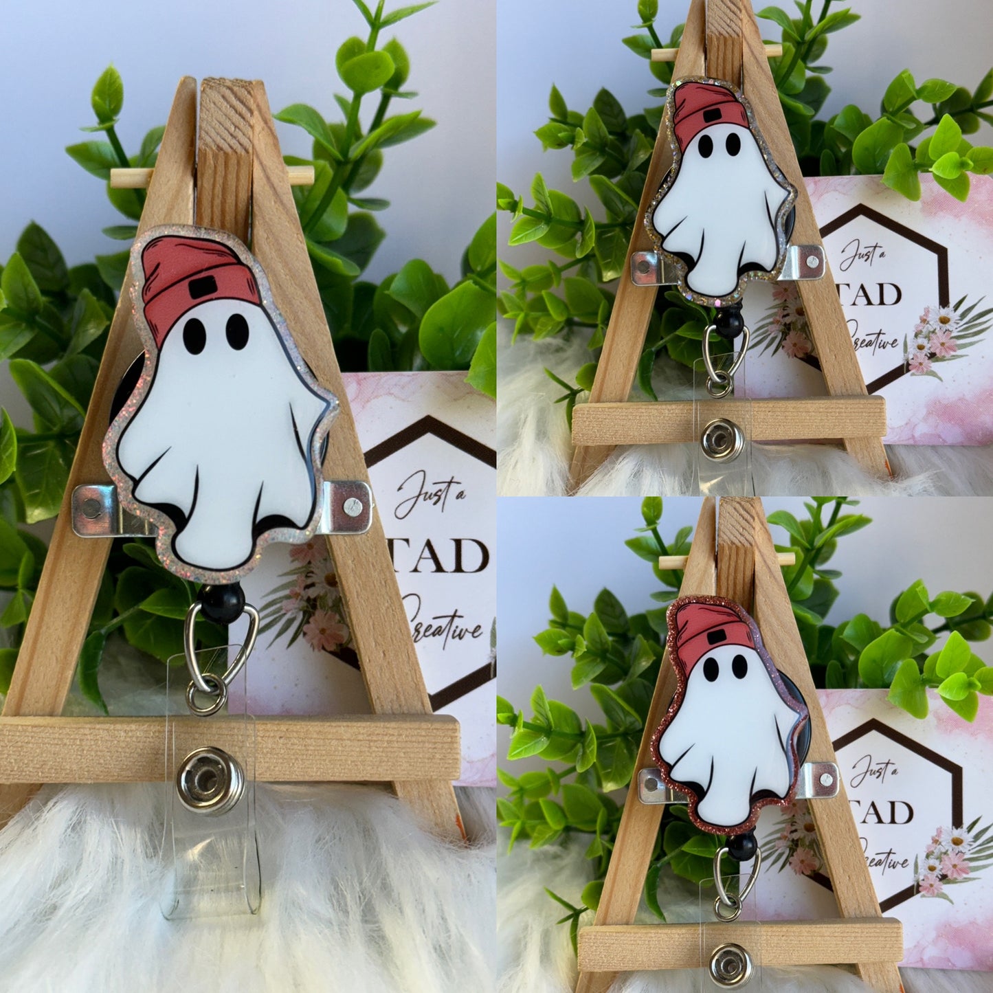 Ghost in Slouchy Beanie Hat Interchangeable Topper