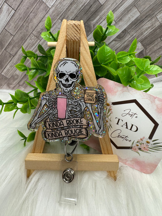 Kinda Bougie Skeleton Interchangeable Badge Reel Topper
