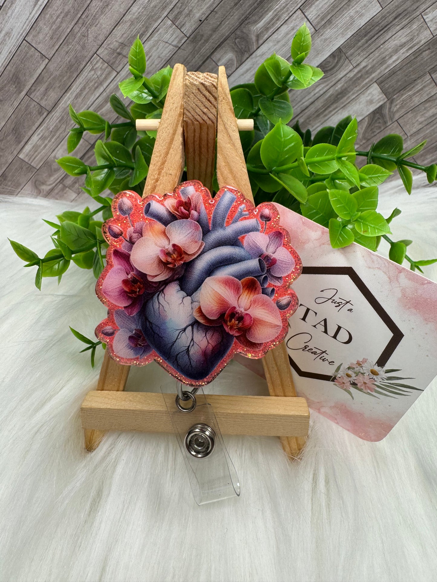 Floral Anatomical Heart Interchangeable Badge Topper
