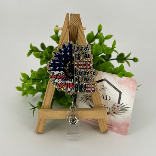 Land of the Free Because of the Brave Interchangeable Badge Topper