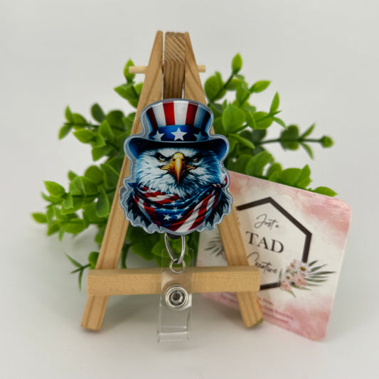 Eagle in American Flag Top Hat Interchangeable Badge Topper