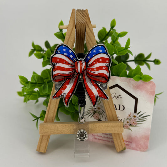American Flag Coquette Bow #1 Interchangeable Badge Topper