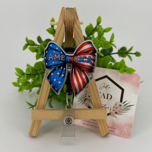 American Flag Coquette Bow #3 Interchangeable Badge Topper
