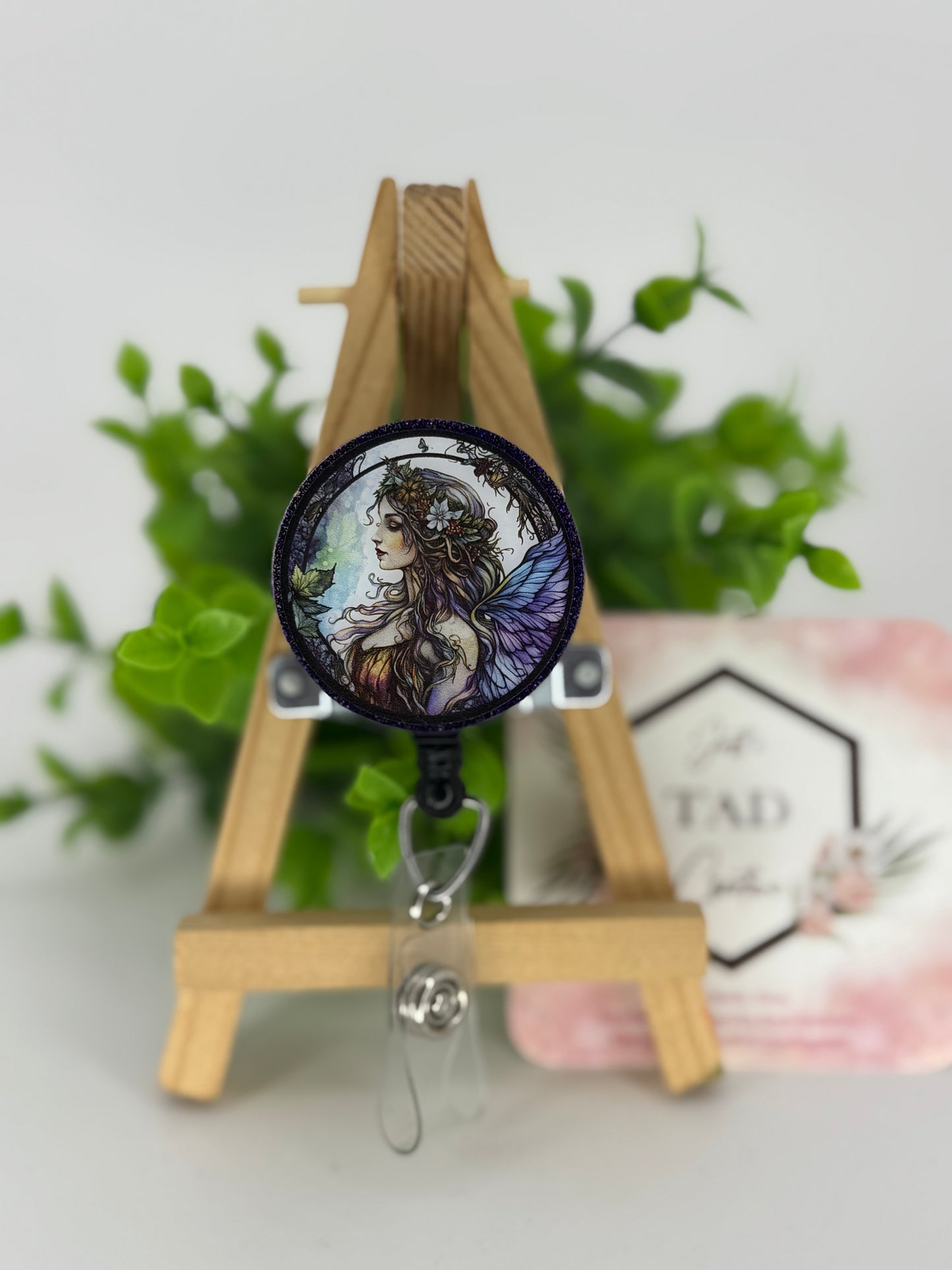 Fairy Stained Glass Interchangeable Badge Reel Topper