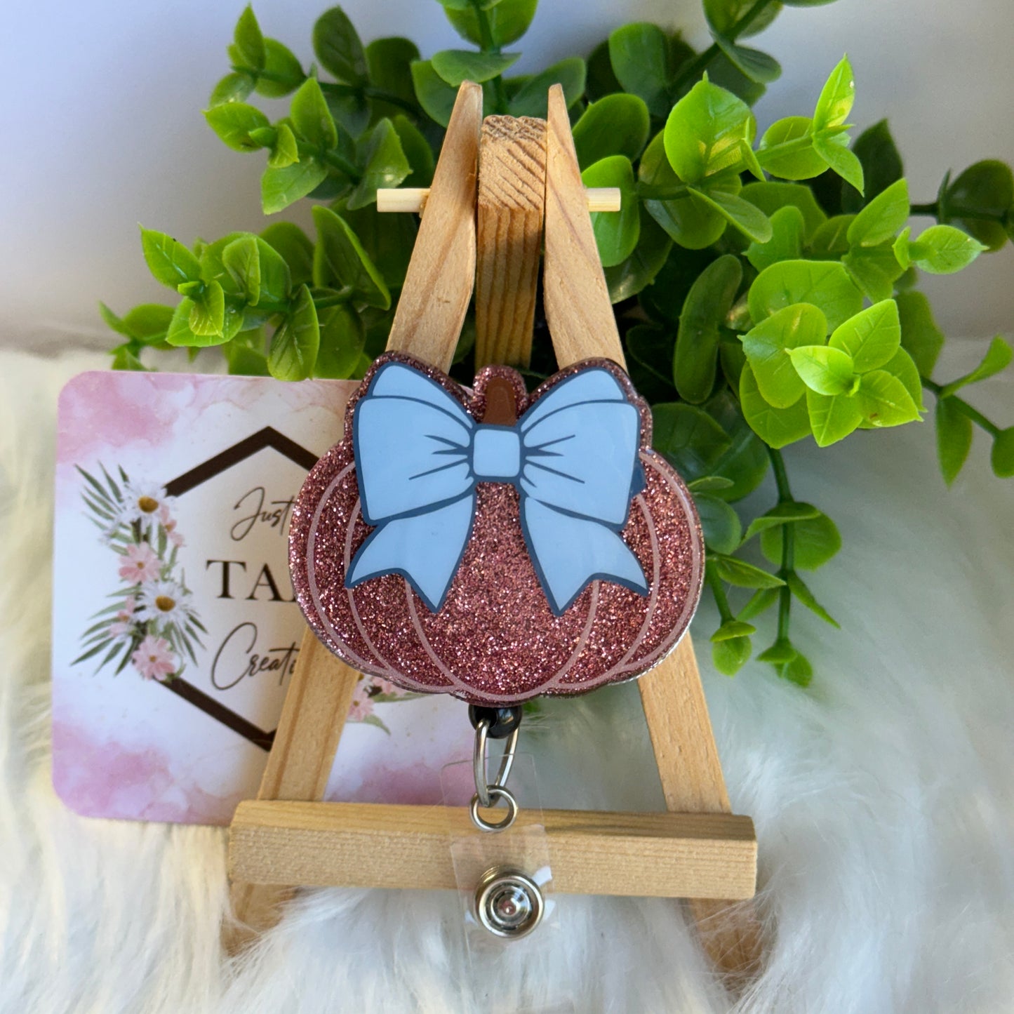 Pumpkin with Bougee Bow Interchangeable Badge Toppers