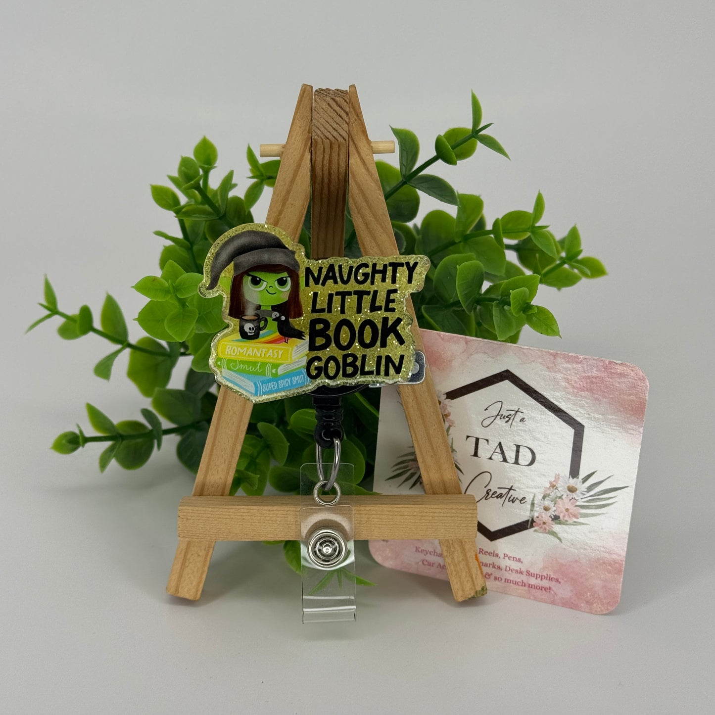 Naughty Little Book Goblin Interchangeable Badge Reel Topper