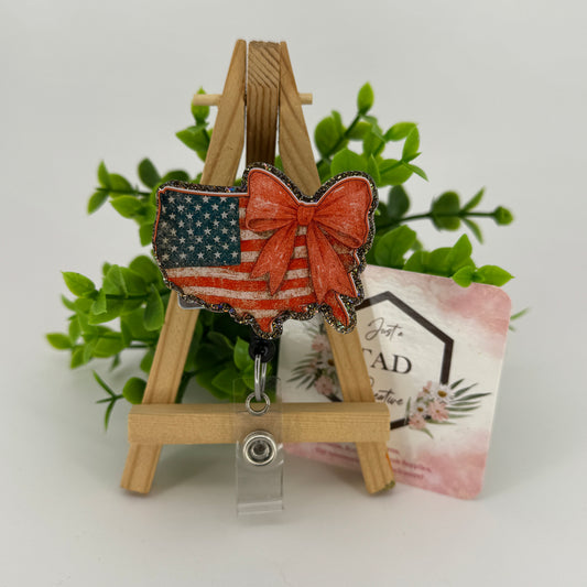 USA Shape American Flag Interchangeable Badge Topper