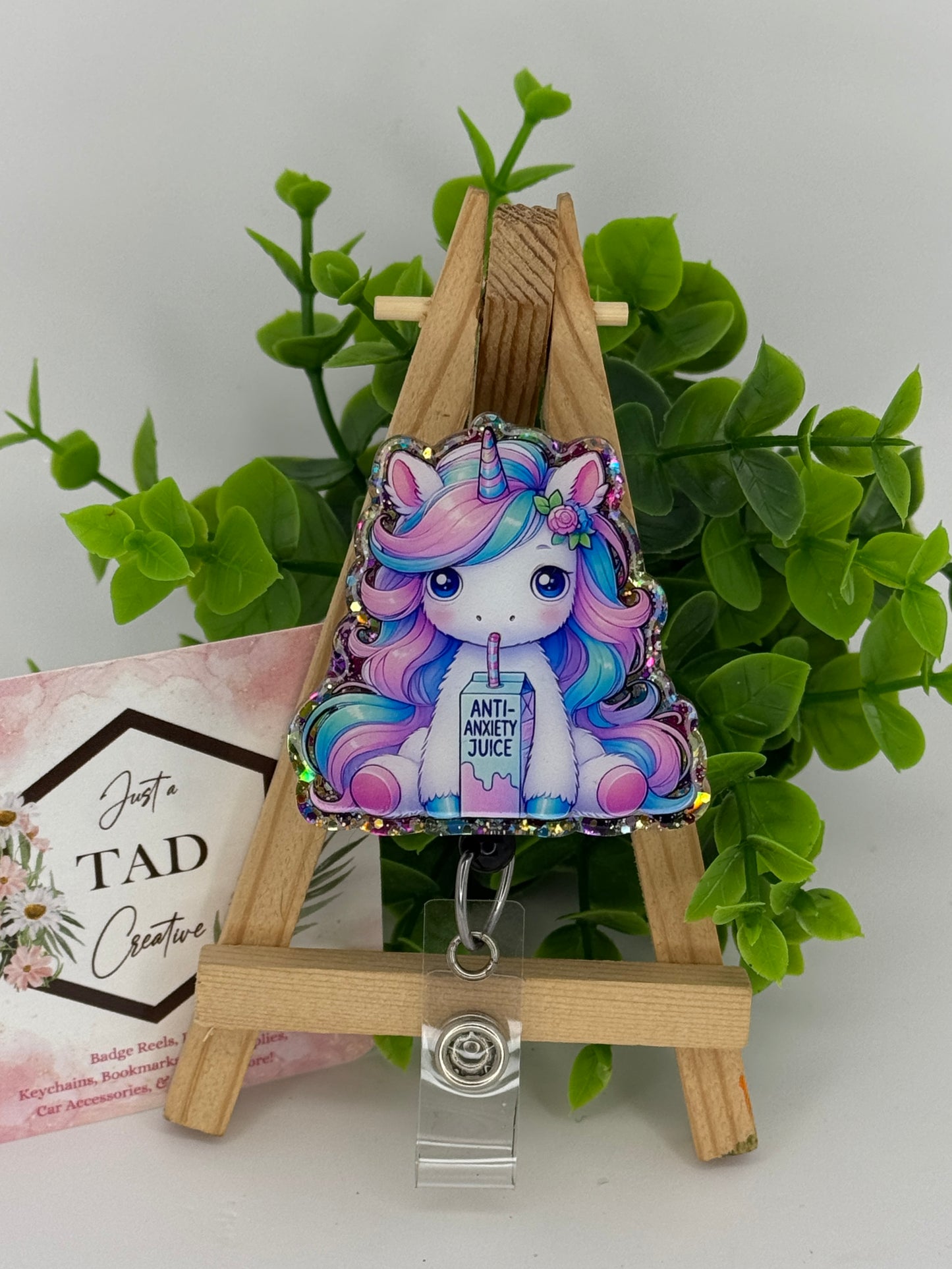 Unicorn Sipping Anti-Anxiety Juice Box Interchangeable Badge Topper