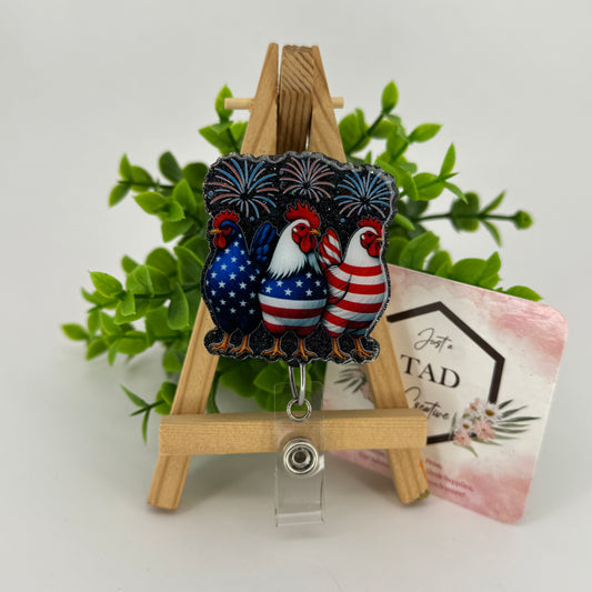 Patriotic Chicken Trio Interchangeable Badge Topper