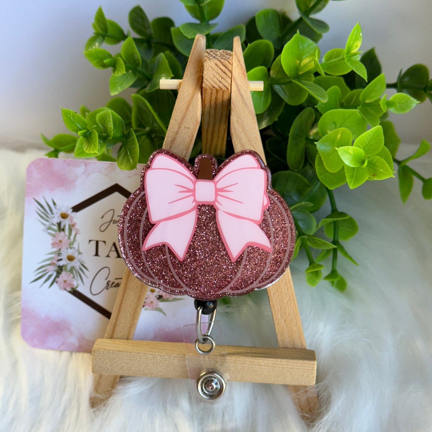 Pumpkin with Bougee Bow Interchangeable Badge Toppers