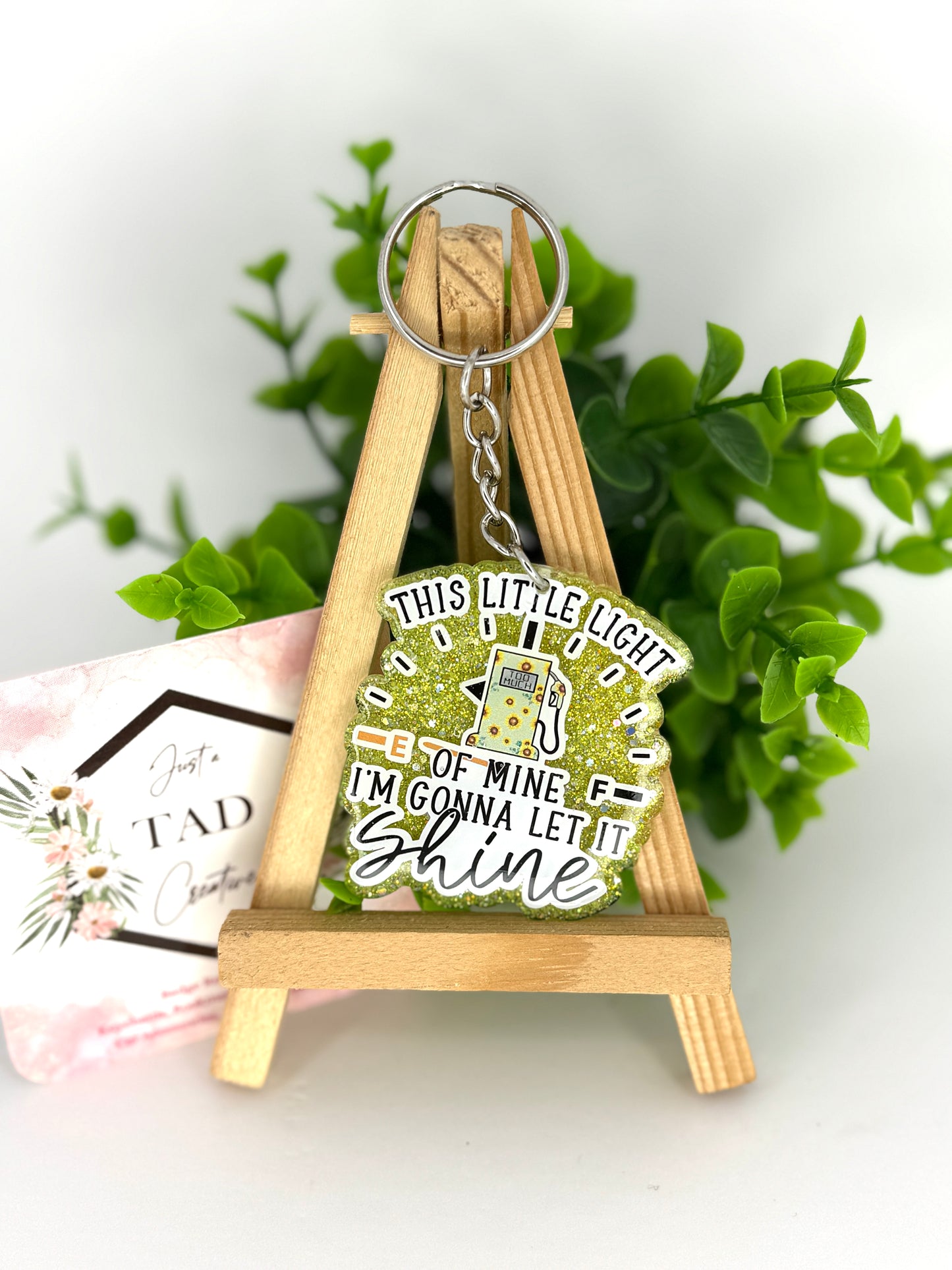 Gas Light Humorous Glittered Keychain / Bag Tag