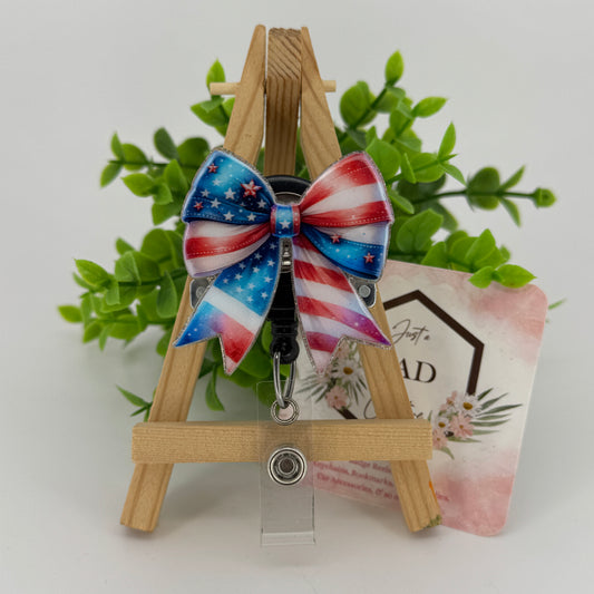 American Flag Coquette Bow #2 Interchangeable Badge Topper