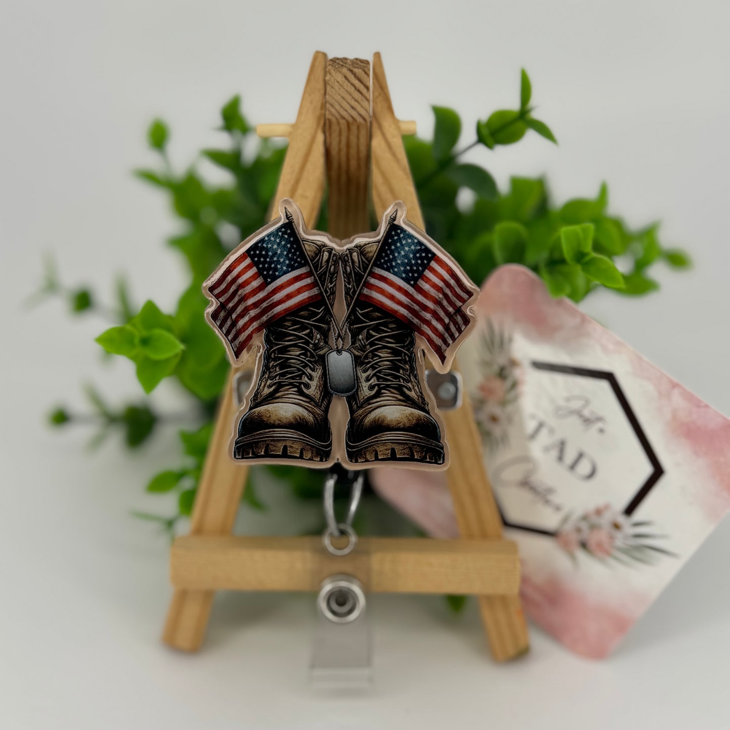 Combat Boots & American Flags Interchangeable Badge Topper