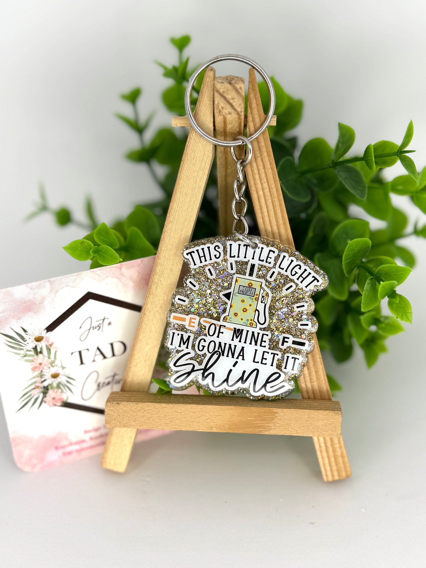 Gas Light Humorous Glittered Keychain / Bag Tag