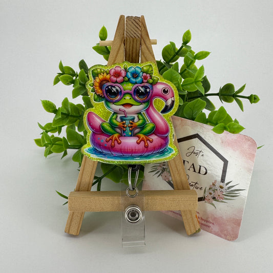 Frog in a Pool Float Interchangeable Badge Topper