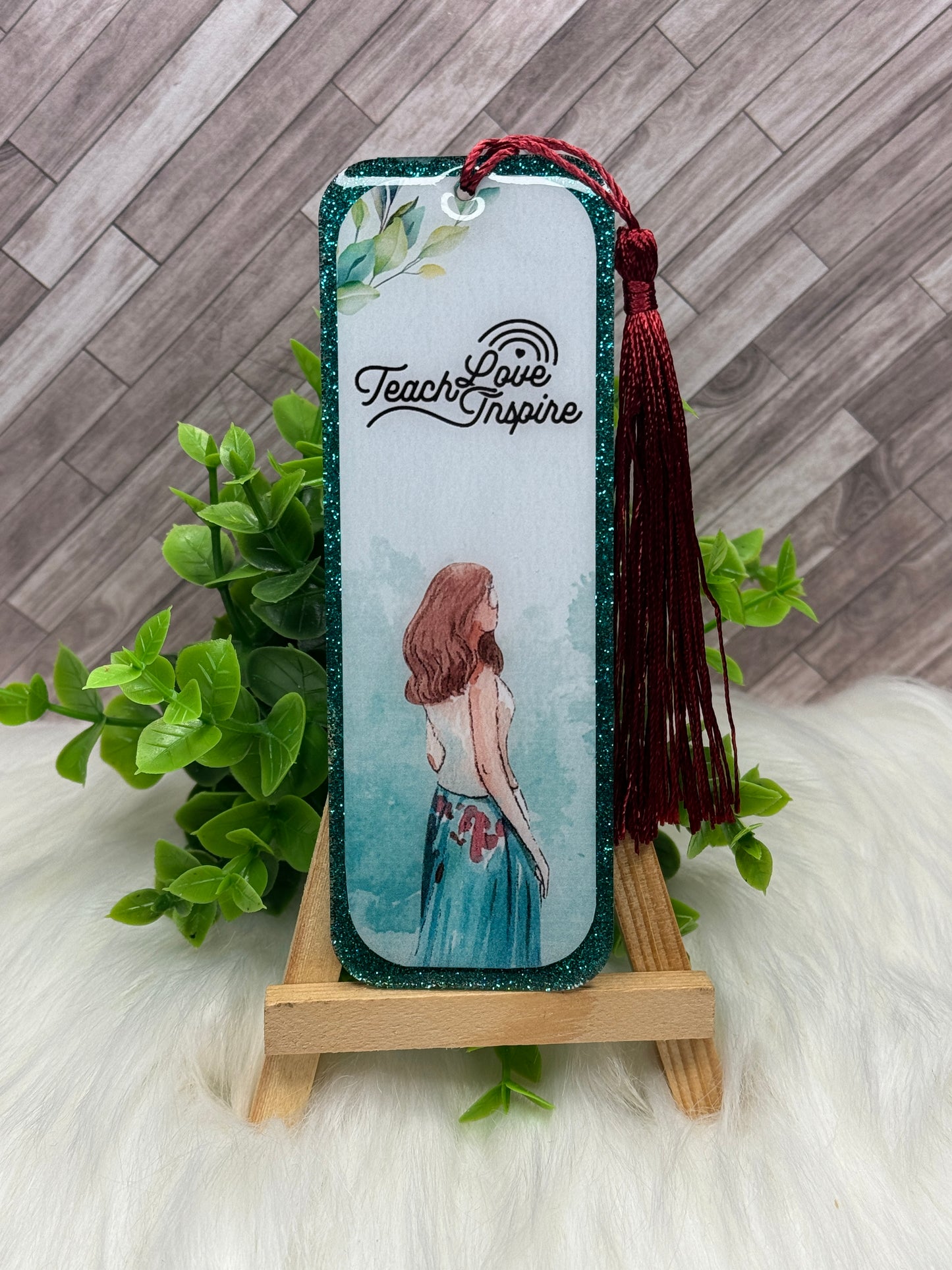 Teach Love Inspire Glittered Bookmark