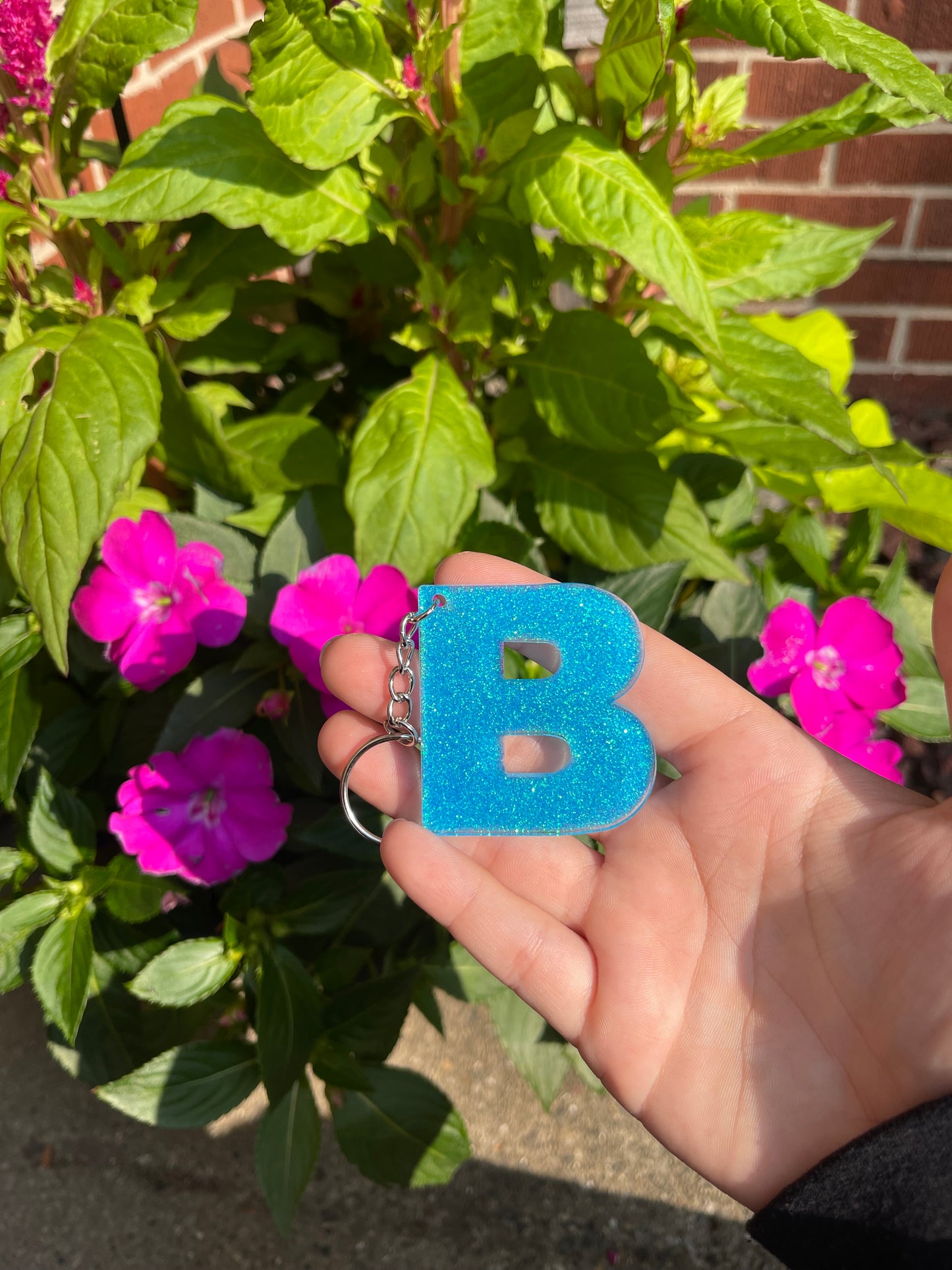 Letter "B" Glittered Keychain / Bag Tag