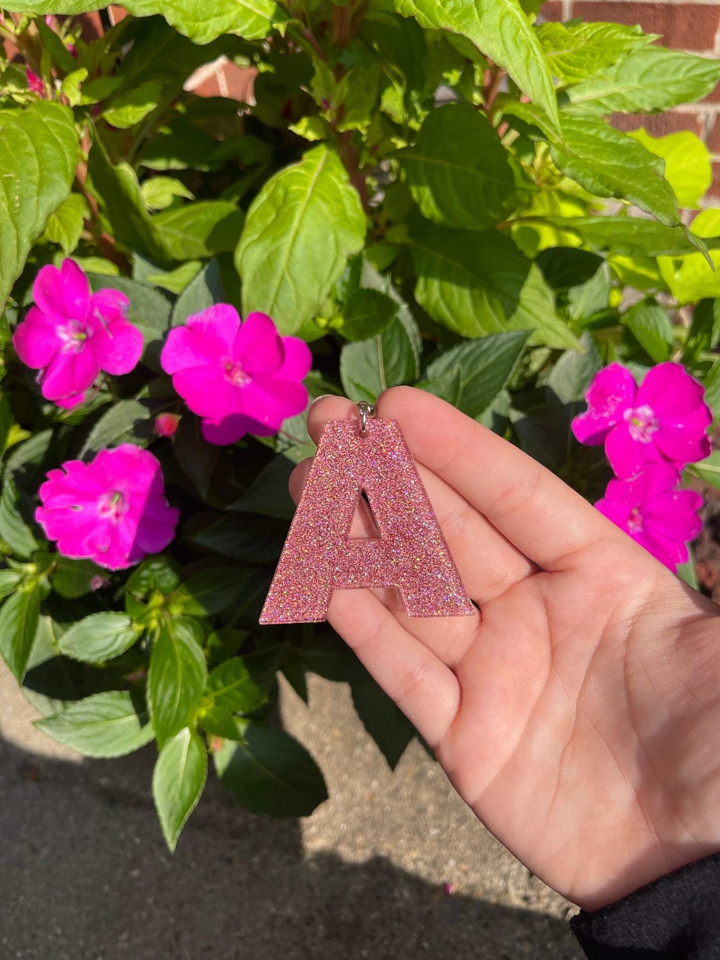 Letter "A" Glittered Keychain / Bag Tag