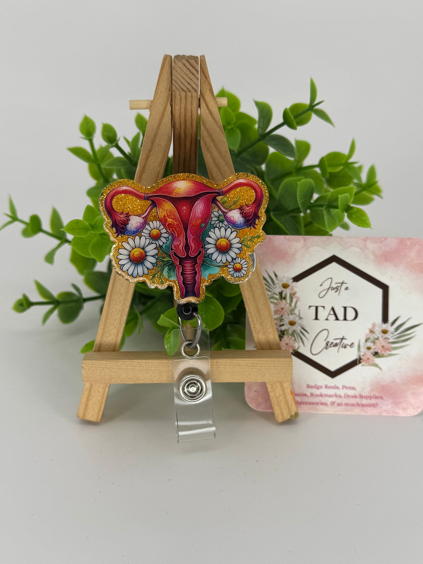Floral Uterus Interchangeable Badge Reel Topper